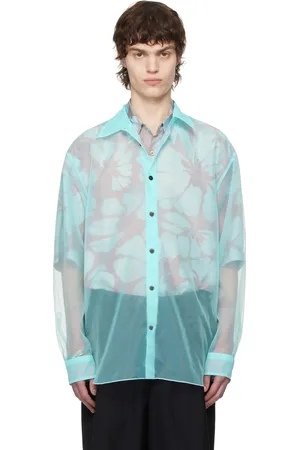 DRIES VAN NOTEN Chemise bleue en organza