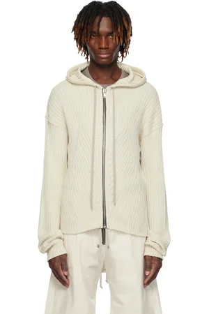 Rick Owens Pull à capuche blanc cassé à glissière - Hollywood