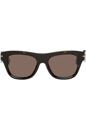 Burberry Lunettes de soleil brunes à plaques à logo