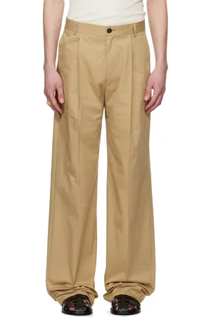DRIES VAN NOTEN Pantalon beige à plis