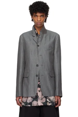 DRIES VAN NOTEN Veston gris à revers tailleur