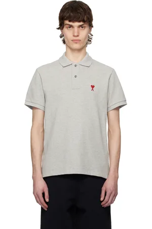 Ami Polo gris en coton à logo Ami de cœur
