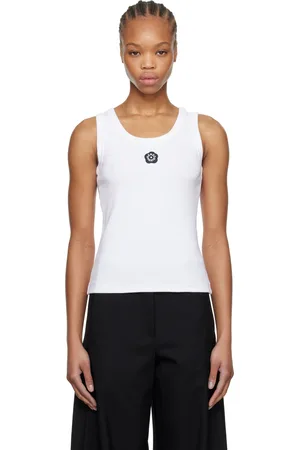 Kenzo Débardeur blanc en jersey côtelé - BOKE FLOWER 2.0