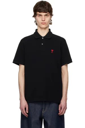 Ami Polo noir en coton à logo Ami de cœur
