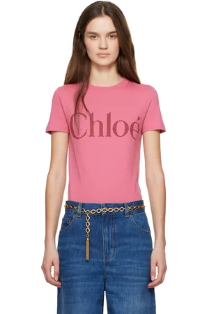 Chloé Micro t-shirt rose à logo