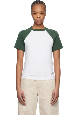 Jacquemus Micro t-shirt de baseball blanc et vert - La croisière