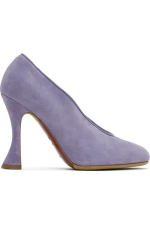 Moschino Chaussures à talon sablier Duck mauves en suède