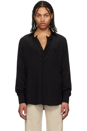 Dolce & Gabbana Chemise noire en soie à logo brodé