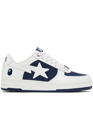 BAPE Baskets #6 blanc et bleu marine à étoiles emblématiques