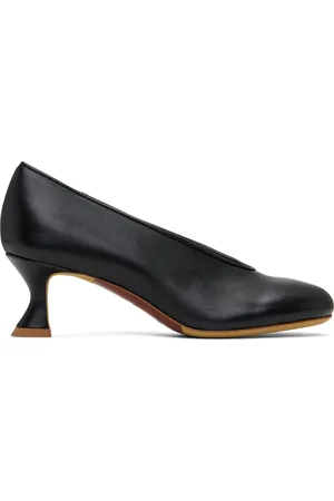 Moschino Chaussures à petit talon Duck noires en cuir