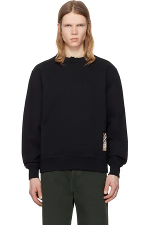 Burberry Pull molletonné noir en coton à écusson à carreaux