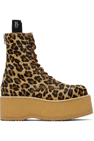 R13 Bottes beige et brun à plateforme