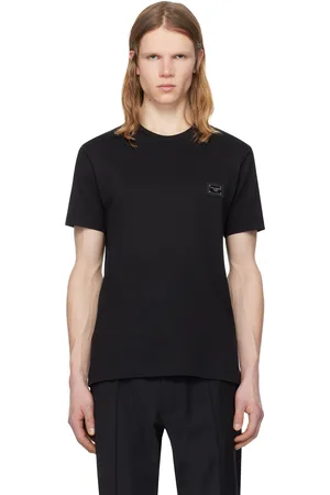 Dolce & Gabbana T-shirt noir en coton à plaque à logo - Essential
