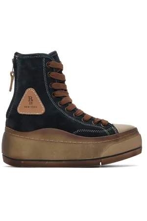 R13 Baskets montantes Kurt bleu marine à effet usé