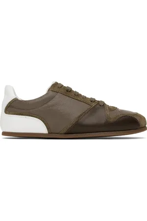 Moschino Baskets de tennis brun et blanc