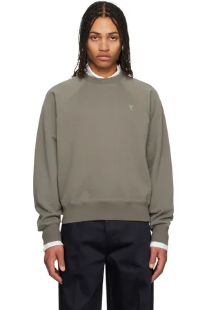 Ami Pull molletonné taupe en coton à logo Ami de cœur