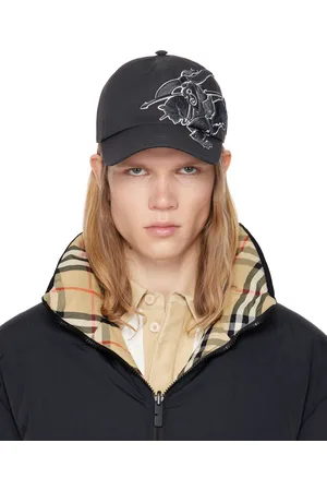 Burberry Casquette de baseball grise en coton à emblème du cavalier