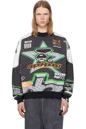 A Bathing Ape Pull molletonné multicolore à col ras du cou et à logos
