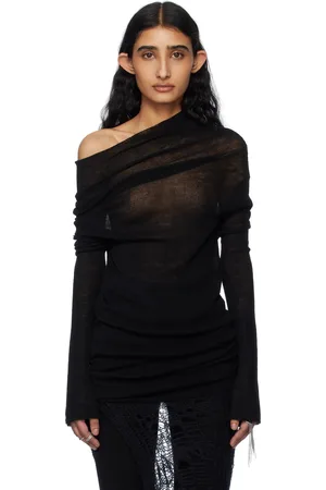 ANN DEMEULEMEESTER Pull Tizziana noir à emmanchures basses