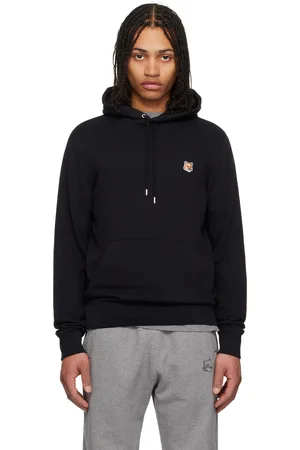 Maison Kitsuné Pull à capuche noir à écusson à logo de renard