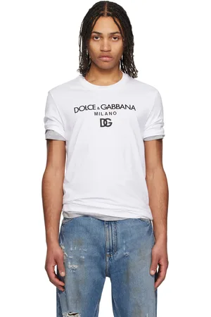 Dolce & Gabbana T-shirt blanc en coton à logo DG brodé - Essential