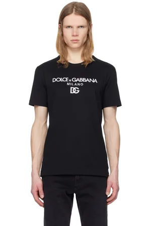 Dolce & Gabbana T-shirt noir en coton à logo DG brodé - Essential