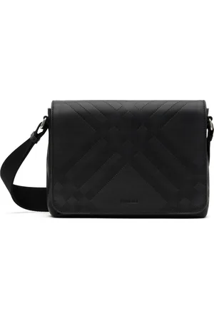 Burberry Sac messager noir à carreaux gaufrés