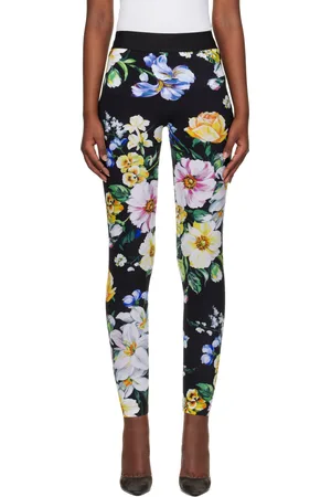 Dolce & Gabbana Legging noir à motif fleuri imprimé
