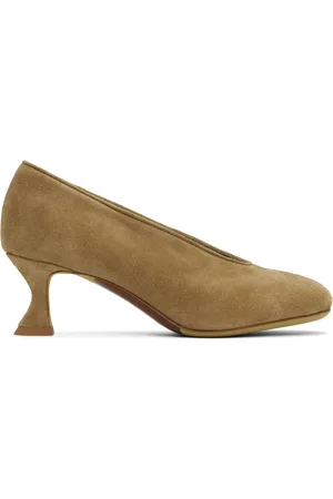 Moschino Chaussures à petit talon Duck beiges en suède