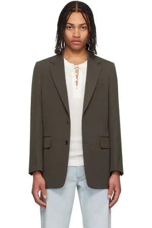 Auralee Veston brun en gabardine légère de laine - Max