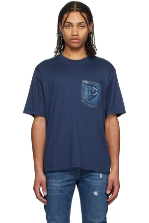Dolce & Gabbana T-shirt bleu marine en coton à poche à logo