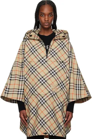 Burberry Blouson de style cape pliable beige en sergé à carreaux - Classics