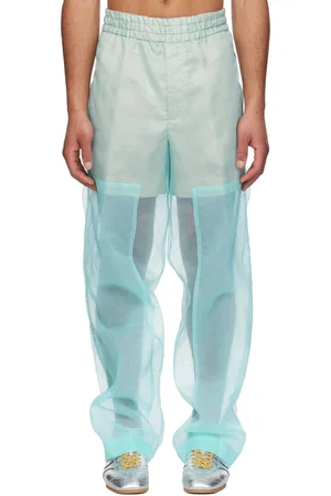 DRIES VAN NOTEN Pantalon étagé bleu