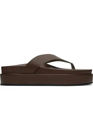 Ancient Greek Sandals Tongs Charys brunes à plateforme épaisse