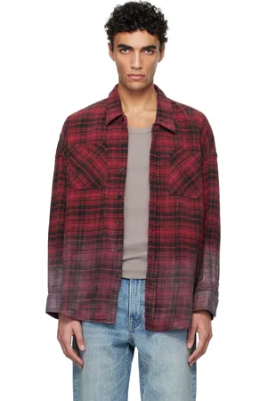 R13 Chemise de travail rouge à emmanchures basses