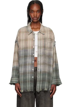 R13 Chemise bleue à coutures effilochées exclusive à SSENSE