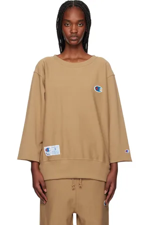 UNDERCOVER Pull molletonné brun clair à appliqué à logo perlé édition Champion