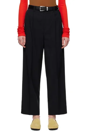 Auralee Pantalon noir en gabardine légère de laine - Max