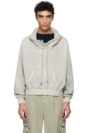 R13 Pull molletonné écourté gris à col cheminée