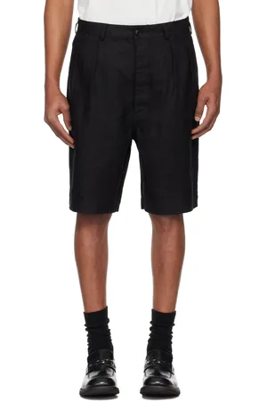 Sunflower Short noir en lin à plis
