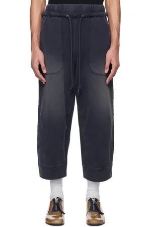 R13 Pantalon de survêtement déconstruit bleu marine à jambes écourtées