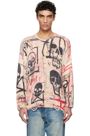 R13 Pull surdimensionné multicolore à images imprimées