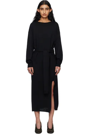 LEMAIRE Robe longue noire à effet trompe l
