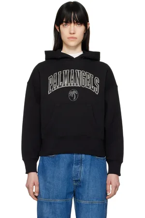 Palm Angels Pull à capuche noir à logo de style collégial