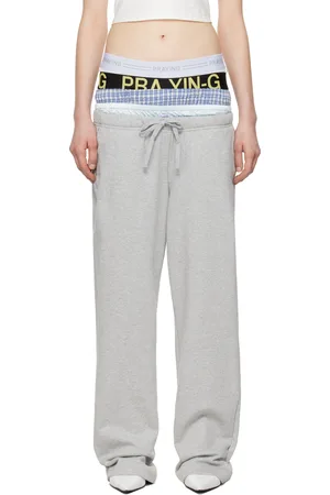 Praying Pantalon de survêtement gris à panneaux de style sous-vêtement