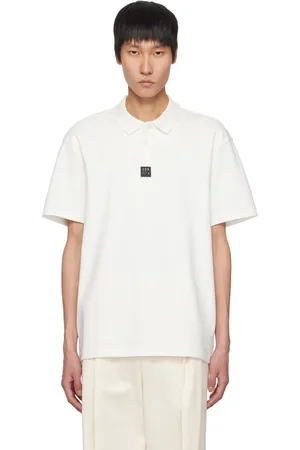 HUGO BOSS Polo blanc en tricot interlock de coton à logo étagé