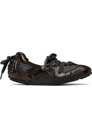 Acne Studios Chaussures brunes en cuir à laçages