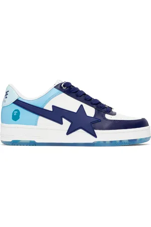 BAPE Baskets OS blanc et bleu à étoiles emblématiques
