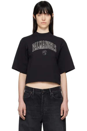 Palm Angels T-shirt écourté noir à logo de style collégial