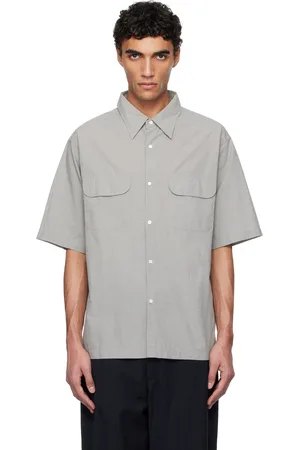 NANAMÍCA Chemise à manches courtes grise en fil-à-fil à col classique - ONE OCEAN, ALL LANDS